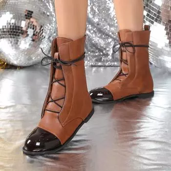 Foreign trade large size women s leather boots wish hot short Martin boots autumn and winter new round head strap women s boots 36 чёрный