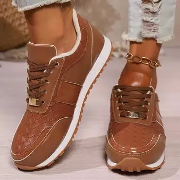 Foreign trade large size women s shoes sports single shoes women s 2024 spring new leather solid color casual running shoes sneakers 36 чёрный
