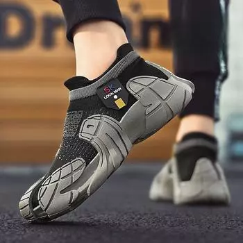 Foreign trade men s coconut sports and leisure shoes men s spring breathable mesh thick sole one pedal running mesh shoes socks shoes 39