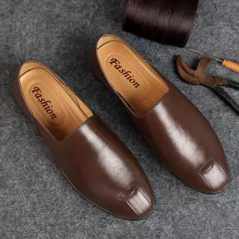 Foreign trade men s shoes 2025 summer new men s fashion versatile trendy shoes soft sole soft surface foot casual leather shoes 37 чёрный