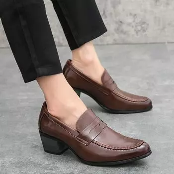 Foreign trade new retro high-heeled men s shoes fashionable European and American business leather shoes trendy foot leather shoes 37