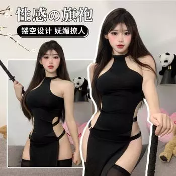 Новое сексуальное нижнее белье для внешней торговли, сексуальный однотонный пуловер без рукавов с полыми разрезами по бокам, с высокой талией, европейские и американские колготки, комбинезон average size [80-60kg]