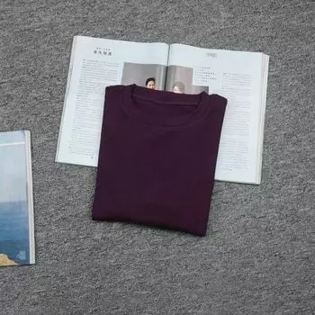 Foreign Trade Original Order Women s T-shirt Long Sleeve round Neck Bottoming Shirt Cotton Modal Tops Autumn Leisure Sports Easiest for Match Dark purple XS