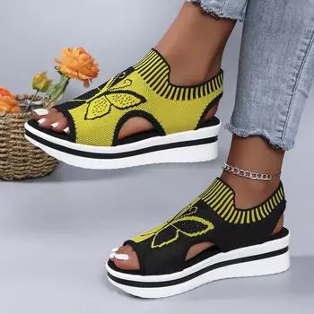 Foreign trade plus size 2024 summer new casual fly weave hollow fish mouth beach women s sports wind sandals 36 чёрный