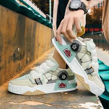Foreign trade spring and autumn casual fashion cold sticky rotary buckle European station trend color matching youth board shoes 39