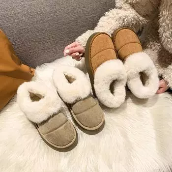 Foreign trade the same European bag wool snow boots Tazrita thick-soled tazz heightened one-pedal caterpillar snow boots 35 малиновый