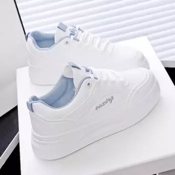 Foreign trade thick-soled muffin little white shoes women s 2025 new spring and autumn white small inner height-increasing sports board shoes 35 армия зеленый