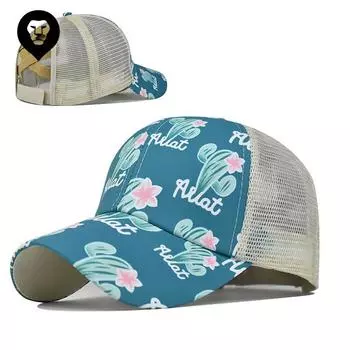 Foreign trade white flower cross ponytail hat European and American women ponytail hat sunscreen sun hat ponytail baseball cap Adjustable