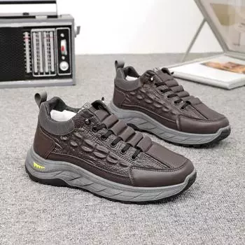 Foreign trade winter men s cotton shoes velvet casual sports shoes crocodile pattern 2024 new one-pedal dad shoes 39