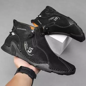Foreign trade winter men s large size shoes men s casual fashion high-top leather shoes octopus webbing luminous 2025 38