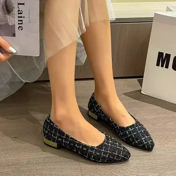 Foreign trade Xiaoxiangfeng shallow mouth single shoes women s 2024 autumn new casual versatile cloth lazy one pedal Doudou shoes 35