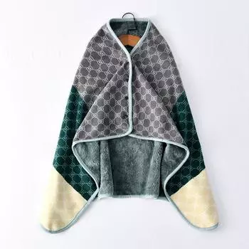 Foreign Trade Youyi Thickened Warm Blanket Office Nap Yoga Shawl Poncho Blanket Flannel Knee Blanket Green Gucci 80*130