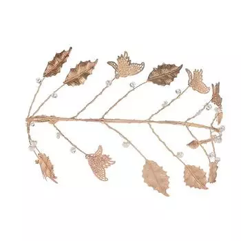 Forest alloy leaf headdress, handmade pearl bridal exquisite headdress, dress, banquet dinner hair accessory