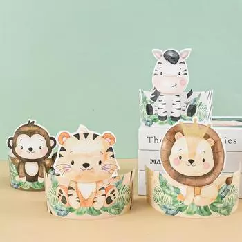 Forest Animal Border Hat Jungle Safari Birthday Party Decor Kids Wild One 1st Birthday Party Supplies Green Woodland Party Deocr