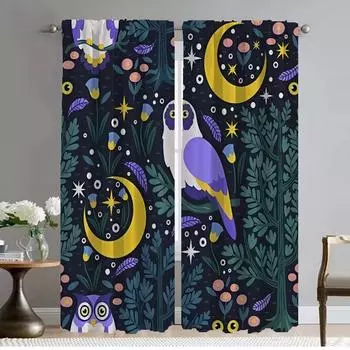 Forest Blackout Curtains for Living Room Window Curtain for Room 2 Panel Home Interior Curtains Shades Partition Kitchen Elegant W50xH70cmx2pcs-CL