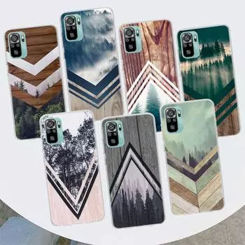 Forest Geometry Wood Nature Phone Case For Xiaomi Redmi Note 10 Pro Max 10S 9 9S 9T 8 8T 11T 11S 11 5G 11E 7 6 5 4X Coque Cover Redmi Note 10S