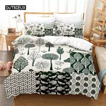 Forest Pattern Painting Bedding Set Duvet Cover Set Bedding Digital Printing Bed Linen Queen Size Bedding Set Fashion Design EU single(135x200cm)