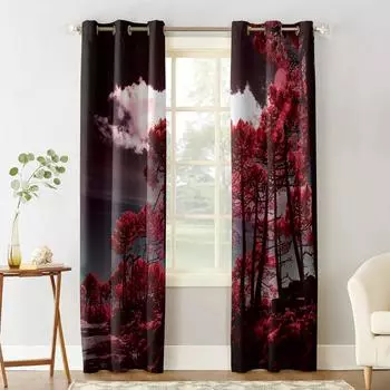 Forest Red Mangrove Luxury Bedroom Kitchen Curtain Living Room Decoration Curtain 135W x 60H(cm)