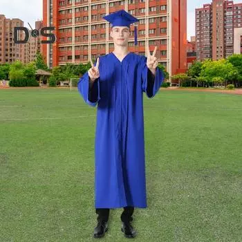 Форма бакалавра со шляпой, V-образный вырез, длина до колена, длинный рукав, скрытые пуговицы, выпускной халат студента факультета гуманитарных наук, выпускной халат доктора, магистра, одежда для выпускного бала XS чёрный