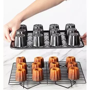 Форма Canele из углеродистой стали с 12 отделениями, форма для кексов с антипригарным покрытием, формы для выпечки кексов, формы для пудинга в духовке