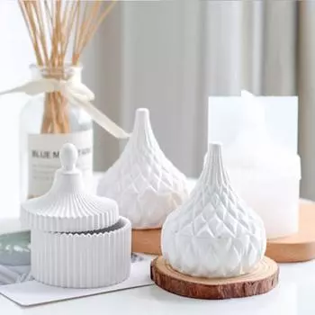 Форма для бетонной коробки Круглая форма для ювелирных изделий Силиконовая форма Смола Пресс-формы для хранения гипса 8*9.5cm