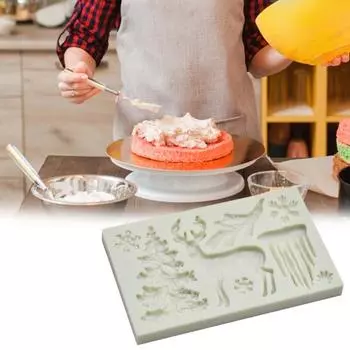 Форма для декора торта, антипригарные безопасные силиконовые рождественские элементы в виде лося, формы для выпечки для выпечки серый