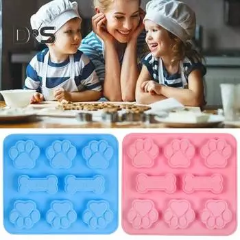 Форма для десерта, термостойкая пищевая форма, не содержит бисфенола А, антипригарное покрытие в форме собачьей лапы, форма для торта, шоколада, кухонные принадлежности розовый