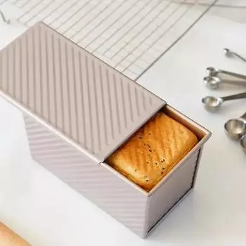 Форма для хлеба с крышкой, 1 фунт, антипригарная форма для хлеба, прямоугольная рифленая форма из углеродистой стали для тостов, форма для торта