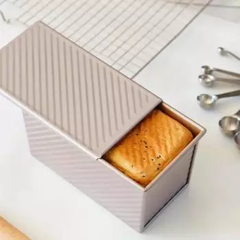 Форма для хлеба с крышкой, 1 фунт, антипригарная форма для хлеба, прямоугольная рифленая форма из углеродистой стали для тостов, форма для торта чёрный