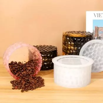 Форма для хранения силиконовой смолы с крышкой, банка с ромбовидным узором, форма для литья эпоксидной смолы для ювелирных изделий, подвеска, ожерелье, орнамент, держатель