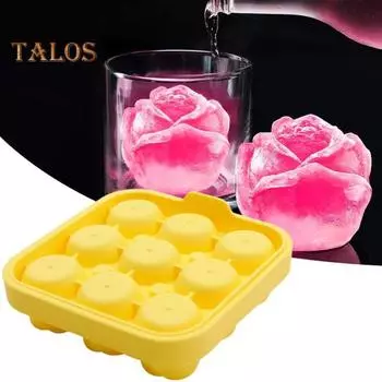 Форма для изготовления льда с крышкой, сделай сам, прозрачный узор, уникальная форма для изготовления кубиков льда с 9 отделениями, форма для изготовления кубиков льда, товары для дома жёлтый