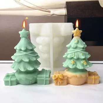 Форма для изготовления свечей в форме звезды, подарочная коробка, растение, гипс, силиконовая форма, конус, праздничный домашний декор для вечеринки, шоколадного торта