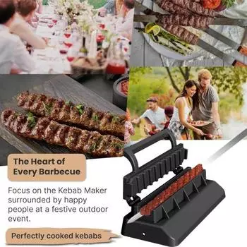 Форма для кебаба для шашлыков Простая очистка Приспособление для приготовления шашлыка Профессиональная машина для барбекю Сверхмощная ручная форма для кебаба с антипригарным покрытием для домашних поваров чёрный