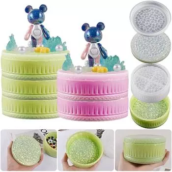 Форма для клея «сделай сам» из кристаллов, круглая коробка для хранения, зеркальная силиконовая форма с крышкой, контейнер, форма для коробки, инструменты для украшения дома, ремесла B