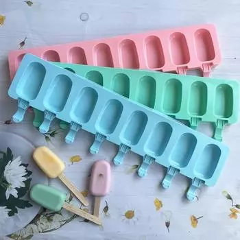 Форма для крема овальной формы, легко снимается с формы, антипригарный антипригарный гель, кремнезем, 8 гнезд, легкое мороженое зелёный