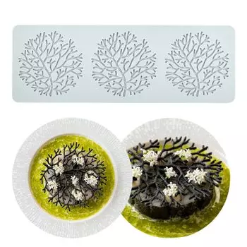 Форма для кружева для торта, силиконовая форма для помадки, форма для оттиска сахарного изделия, съедобная молекула для торта, украшение для готовки, 3 отверстия, круглый коралловый цвет