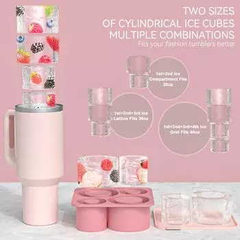 Форма для кубиков льда 2/3/4/30, силиконовая цилиндрическая форма для стакана Stanley Cup с крышкой для кубиков льда объемом 20 унций, 30 унций, 40 унций