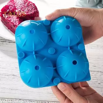 Форма для кубиков льда, многоразовая силиконовая форма «сделай сам», прочный 4-сеточный дизайн, форма для изготовления кубиков льда для виски, лоток для ресторана светло-синий