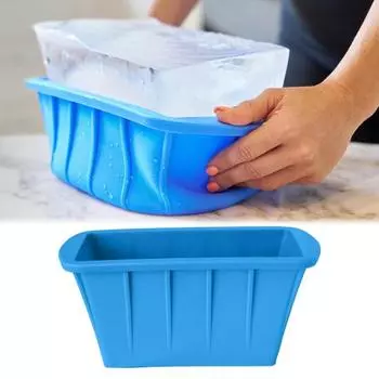 Форма для кубиков льда, очень большая форма для блоков льда, многоразовая гибкая силиконовая форма для кемпинга, рыбалки, пляжных поездок синий