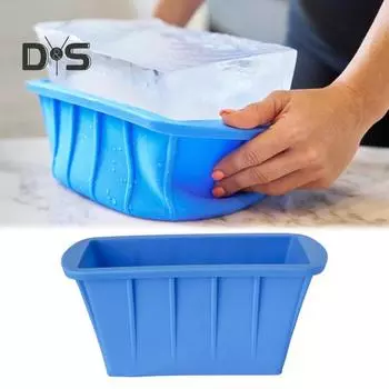 Форма для кубиков льда, очень большая форма для блоков льда, многоразовая гибкая силиконовая форма для кемпинга, рыбалки, пляжных поездок синий