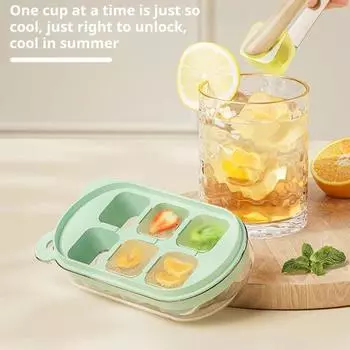 Форма для кубиков льда с крышкой, контейнер для льда, штабелируемая конструкция, лоток для льда, легкосъемный льдогенератор, не содержащий бисфенола-А, для кухни кремовый