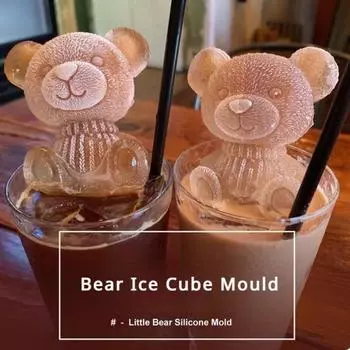 Форма для кубиков льда с медведем, кофейный напиток, чай с молоком, трехмерное отделение для льда с медведем, силиконовые креативные формы