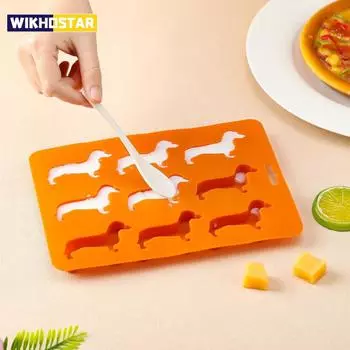 Форма для кубиков льда в форме таксы, креативная силиконовая форма для шоколадного печенья, сделай сам, домашний лоток для льда, силиконовая форма, гаджеты зелёный