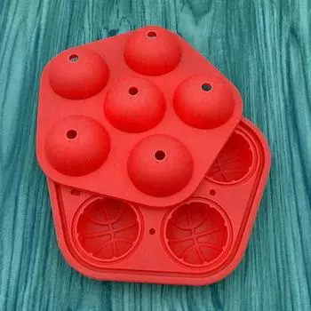 Форма для кубиков льда Yousheng в форме баскетбольного мяча, герметичная силиконовая форма с 6 полостями, форма для льда для вкусных напитков на кухне чёрный