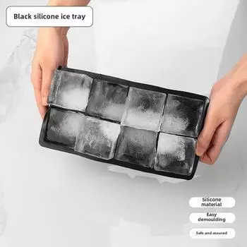 Форма для льда «Череп» большая 4 в 1 с крышкой – Поддон для льда из пищевого силикона Pistol Ice Tray чёрный