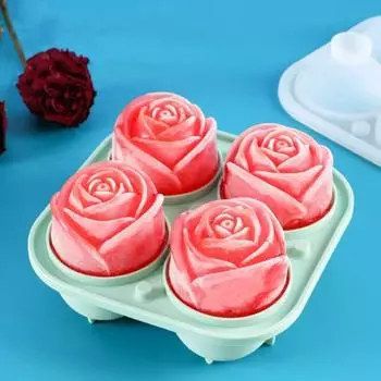 Форма для льда Rose Ice Cube Mold из пищевого силикона для коктейлей Whiskey BPA Free Ice Cube Maker розовый