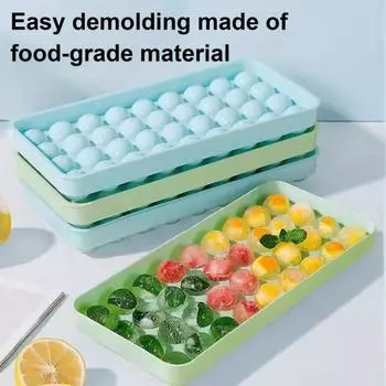 Форма для льда с крышкой, круглая форма для приготовления шариков льда, 24/36 ячеек 24Grid зелёный