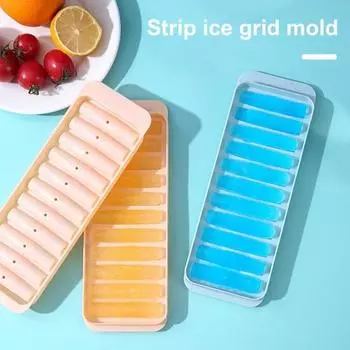 Форма для лотка для ледяных палочек с крышкой, пищевой класс, легко снимается, не содержит BPA, напитки, виски, коктейли, длинная полоса, форма для изготовления кубиков льда, кухонные принадлежности синий