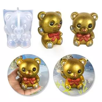 Форма для медведя-бантика Ароматизированная свеча Силиконовая форма для свечей Милая форма для медведя Смоляная форма для мыла Свеча Ароматерапия-Изготовление Поставок