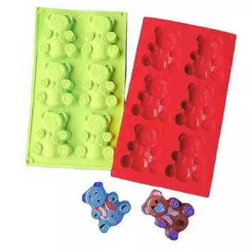 Форма для медведя, легко извлекаемая антипригарная термостойкая силиконовая форма «сделай сам», 6 сеток, мусс, французская форма для мороженого, желе, пудинга, кухонные принадлежности фиолетовый